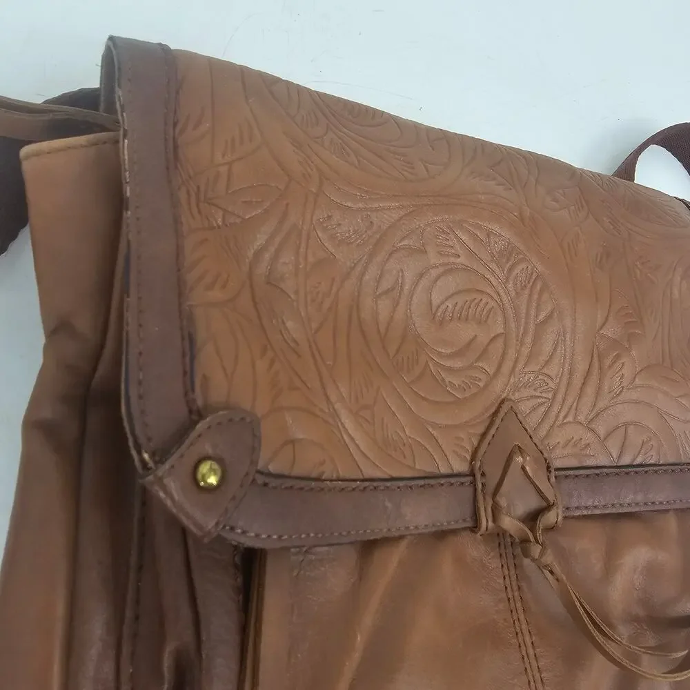 The Sak Ventura Backpack & Zip Around Wallet Leather Floral Emboss Western Boho